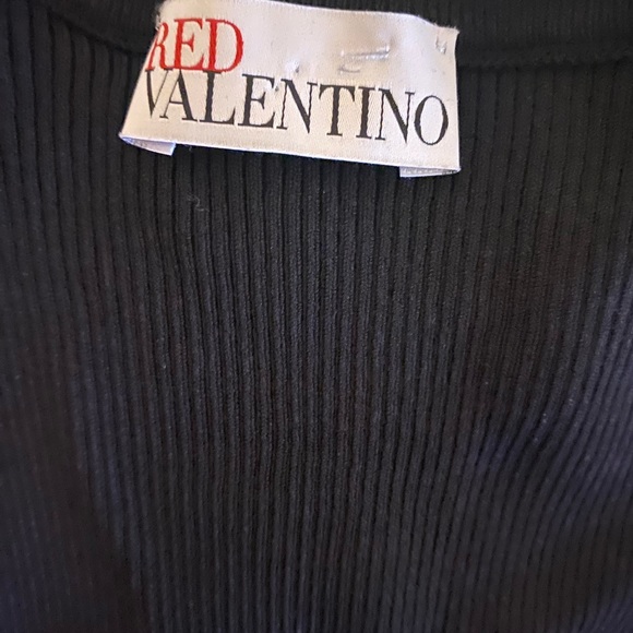 Red Valentino Black A-Line Dress with Mesh Sleeves - Picture 7 of 10